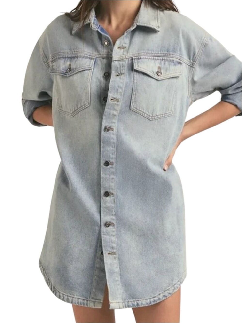NWT Favorite Daughter Denim Button Down Dress Size L
